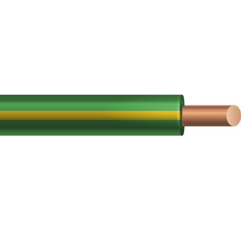THHN Cable - Solid, Green w/ Yellow Stripe, 12 AWG, 500ft Spooled